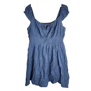 Old Navy Dress Women's Large Smocked Milkmaid Eyelet Mini‎ Blue